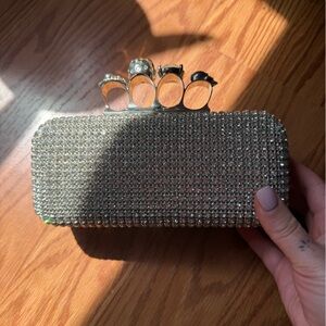 Elegant Silver Crystal Clutch